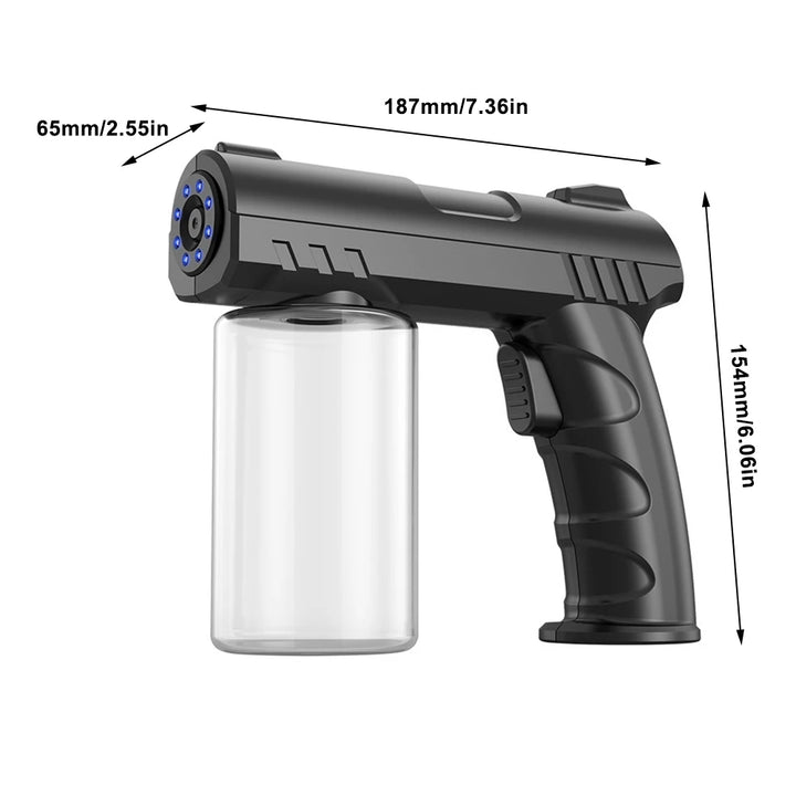 Nano Blue Light Atomizer Gun – Wireless Disinfection & Spray Mister with USB Charging (280ml)
