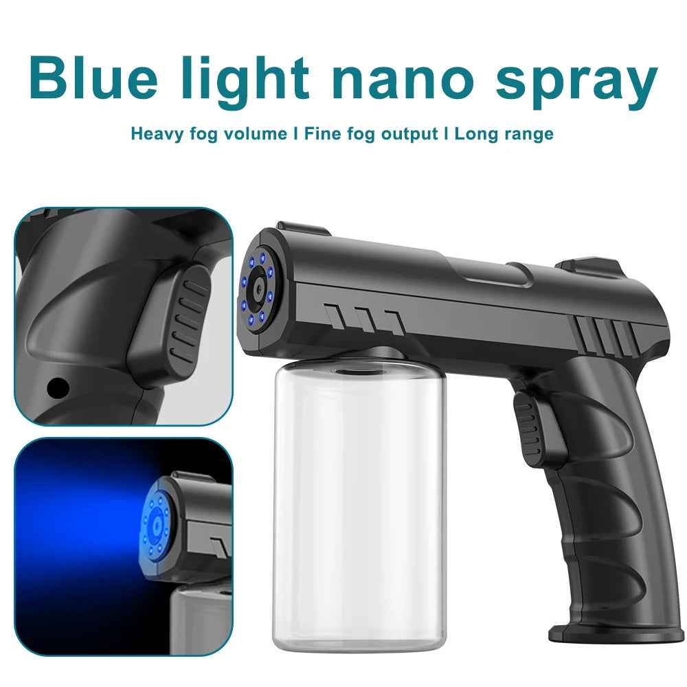 Nano Blue Light Atomizer Gun – Wireless Disinfection & Spray Mister with USB Charging (280ml)