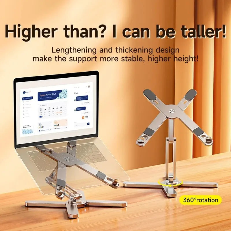 YASOKO 360° Foldable Telescopic Laptop Stand | Ergonomic Aluminum Alloy Notebook Holder