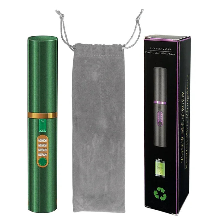 2-in-1 Cordless Hair Straightener & Curler – USB Rechargeable, Travel-Ready, Glam Diamond Edition
