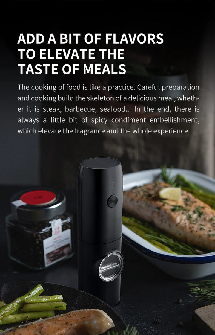 SpiceForge™ Dual USB Salt & Pepper Grinder Set — Adjustable Ceramic Burrs + LED Light + Charging Base