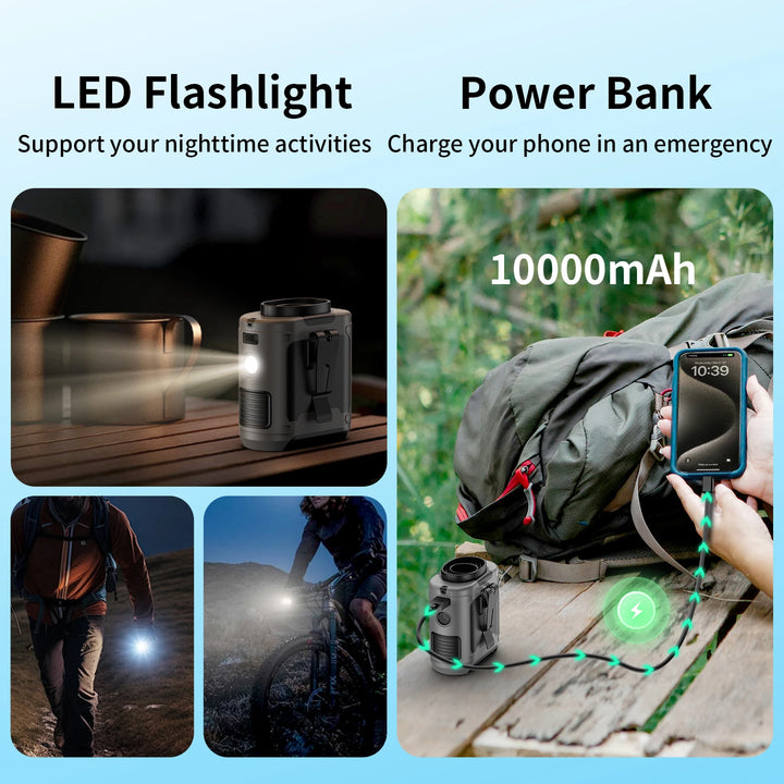 BreezePro™ 20000 mAh 3‑in‑1 Waist & Neck Fan — Turbo‑Wind, LED Light, Power‑Bank