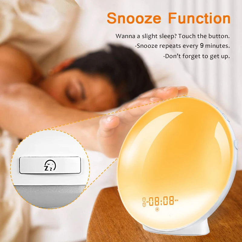 Sunrise Wake-Up Light Alarm Clock with Natural Sounds & Sunset Simulation