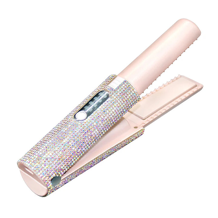 2-in-1 Cordless Hair Straightener & Curler – USB Rechargeable, Travel-Ready, Glam Diamond Edition