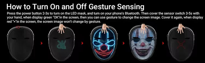 GlowMask Gesture LED Party Mask – Kids, Cosplay & Events