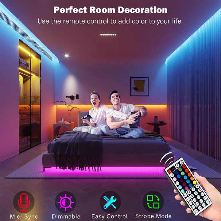 Color-Changing RGB LED Strip Lights – Smart App & IR Controlled for Room, TV, Party & Home Decor