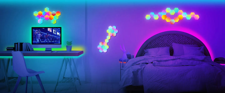 HexaGlow Smart LED Wall Panels – RGB Modular Lights with App & Music Sync (8-Pack)