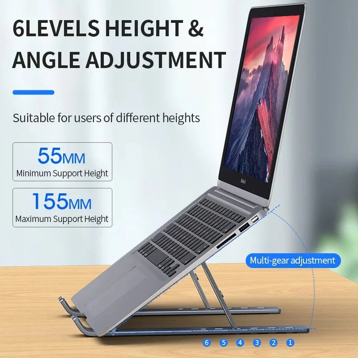 FlexiStand Pro – Portable Foldable Laptop Stand | Ergonomic & Adjustable Aluminum Alloy Holder