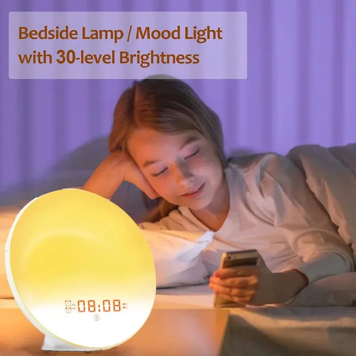 Sunrise Wake-Up Light Alarm Clock with Natural Sounds & Sunset Simulation