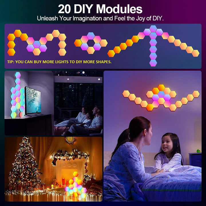 HexaGlow Smart LED Wall Panels – RGB Modular Lights with App & Music Sync (8-Pack)