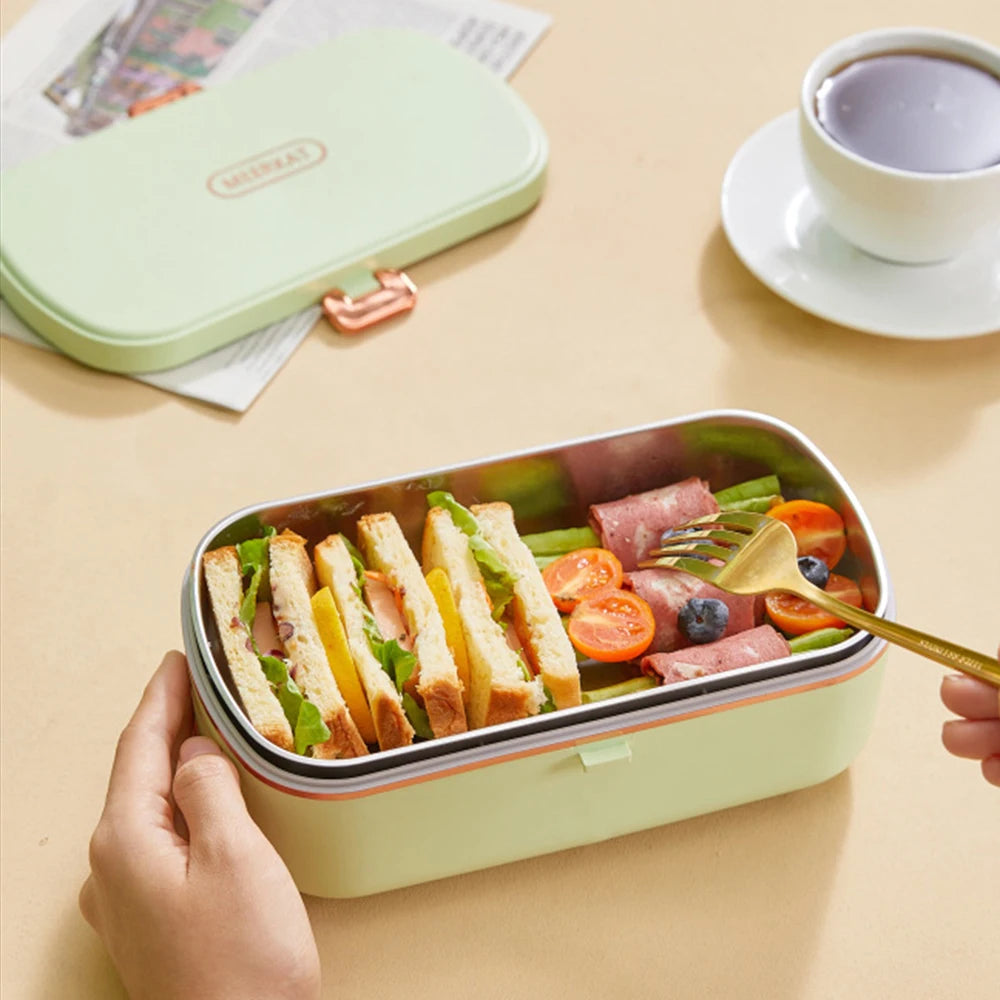 HeatBox USB Electric Lunch Box — 900 ml Water‑Free Food Warmer & Stainless Bento