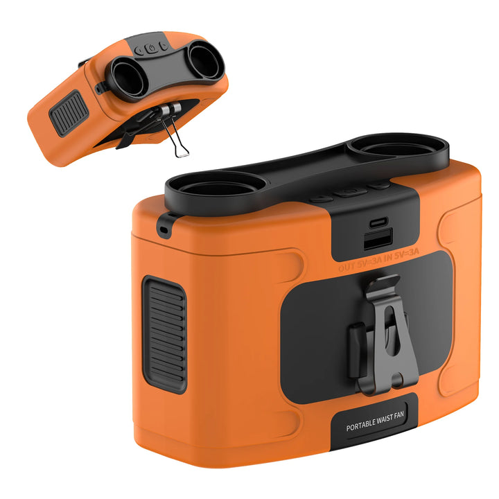 BreezePro™ 20000 mAh 3‑in‑1 Waist & Neck Fan — Turbo‑Wind, LED Light, Power‑Bank