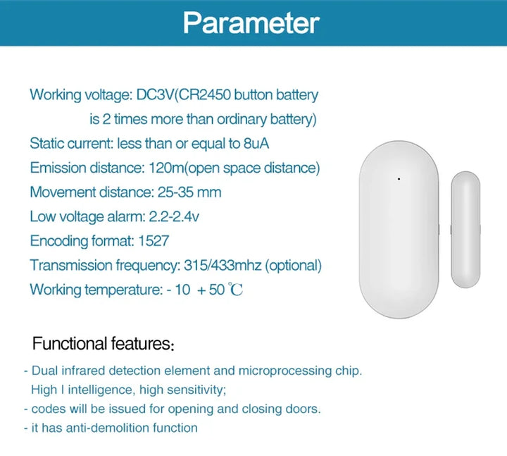 HIVA Wireless Door & Window Security Sensor | Magnetic Alarm Kit