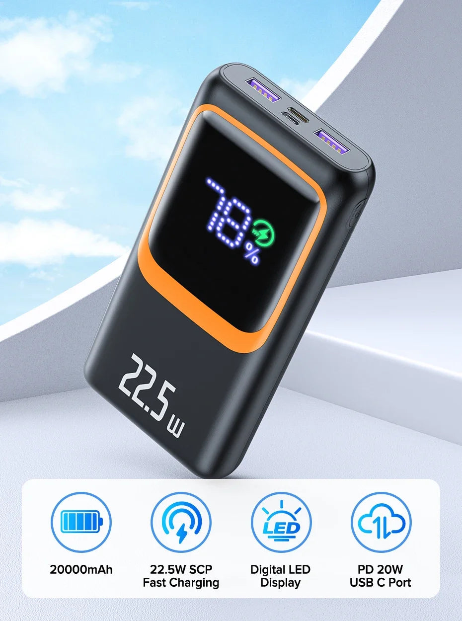 QOOVI TurboCharge 20000mAh Power Bank | 22.5W PD Fast Charge