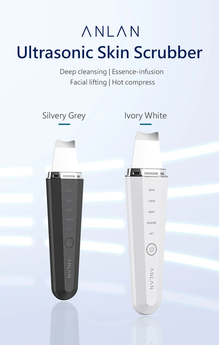 ANLAN Ultrasonic Skin Scrubber – 5-in-1 Facial Lifting Device with EMS, ION, Sonic & 45°C Heat