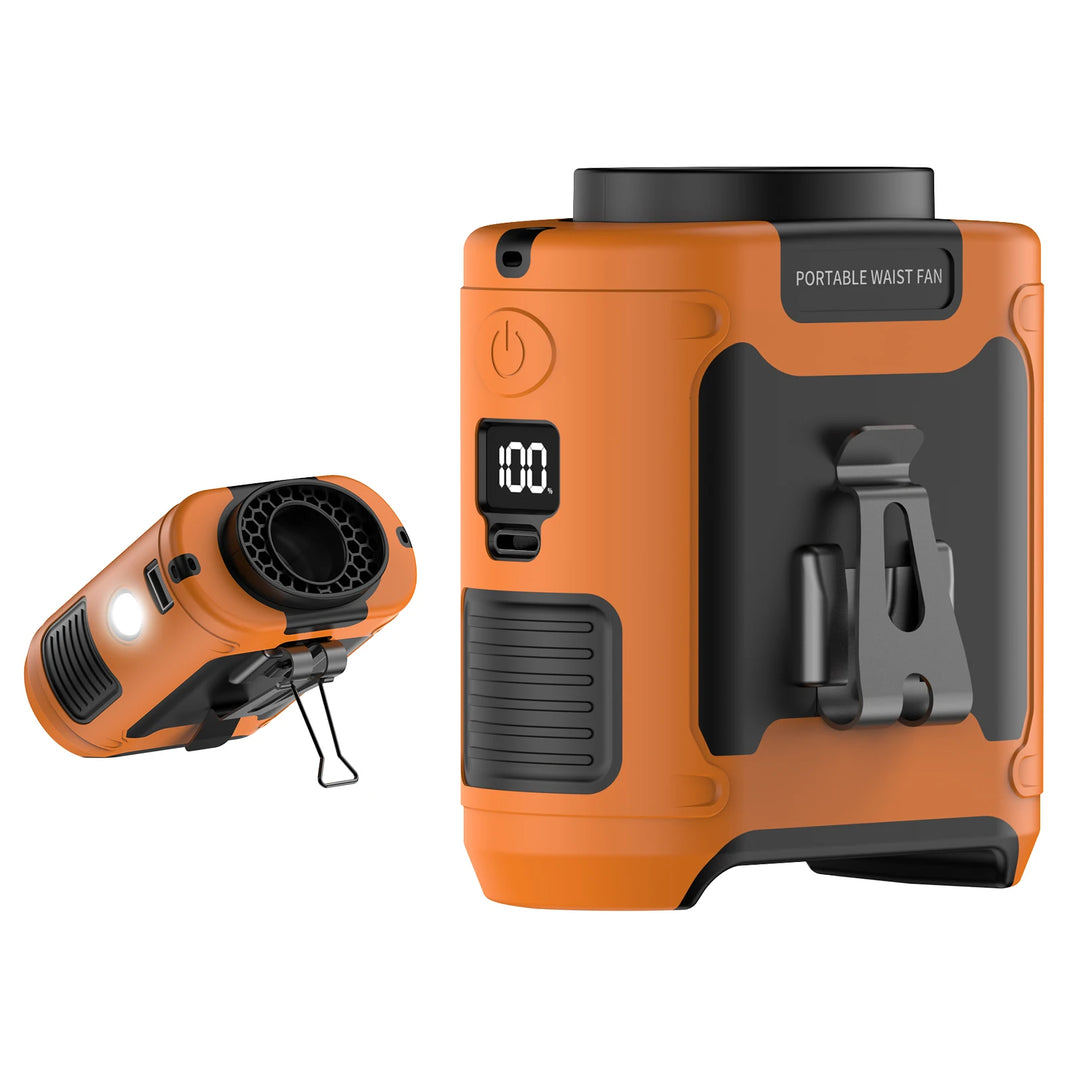 BreezePro™ 20000 mAh 3‑in‑1 Waist & Neck Fan — Turbo‑Wind, LED Light, Power‑Bank