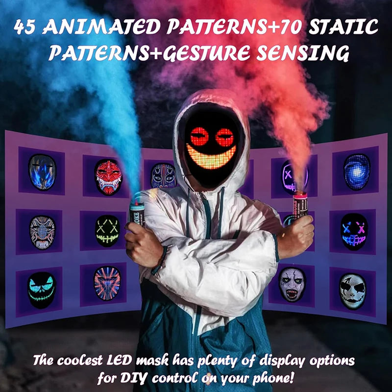 GlowMask Gesture LED Party Mask – Kids, Cosplay & Events