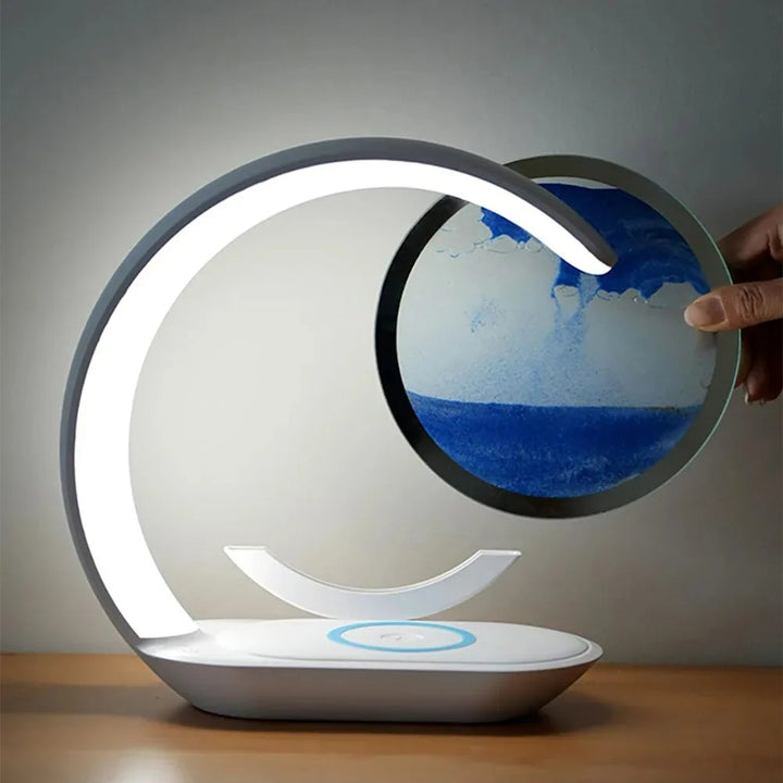 ZenGlow™ LED Sand Lamp – 15W Wireless Charging & 3D Flowing Hourglass Light