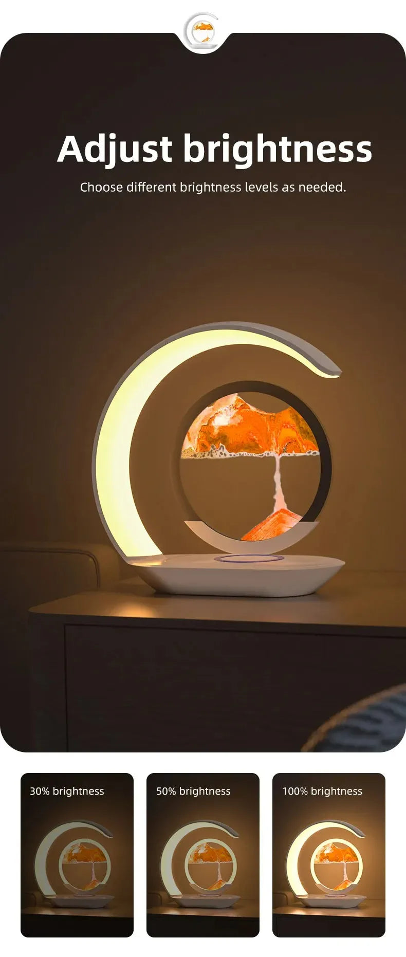ZenGlow™ LED Sand Lamp – 15W Wireless Charging & 3D Flowing Hourglass Light