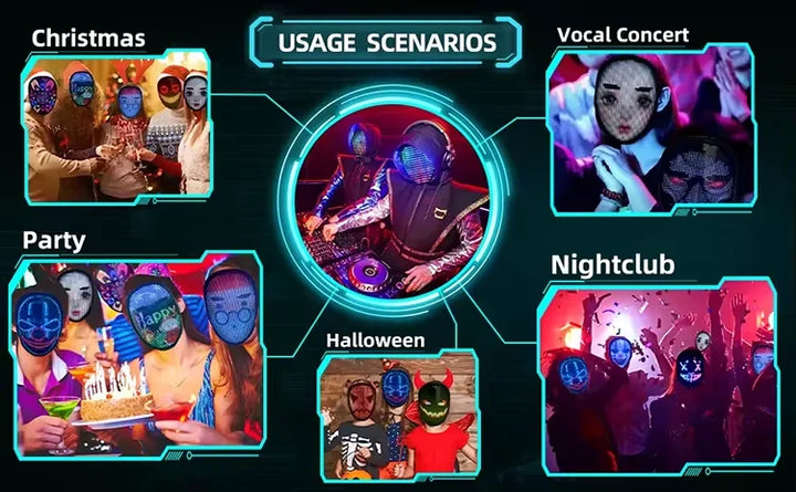 GlowMask Gesture LED Party Mask – Kids, Cosplay & Events