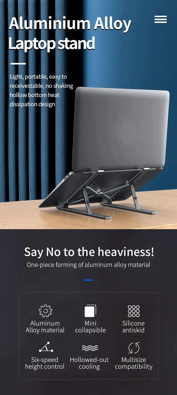 FlexiStand Pro – Portable Foldable Laptop Stand | Ergonomic & Adjustable Aluminum Alloy Holder