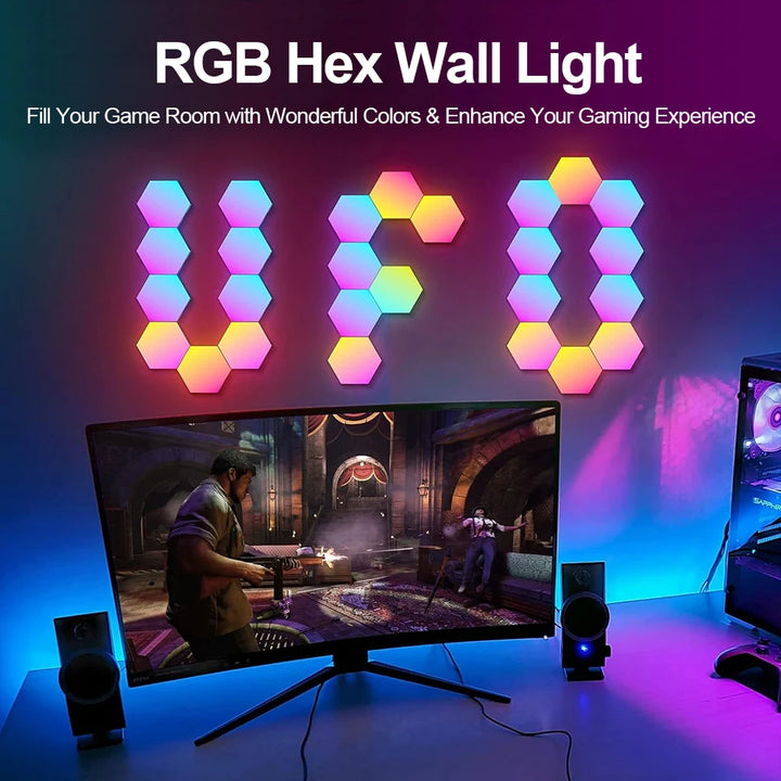 HexaGlow Smart LED Wall Panels – RGB Modular Lights with App & Music Sync (8-Pack)