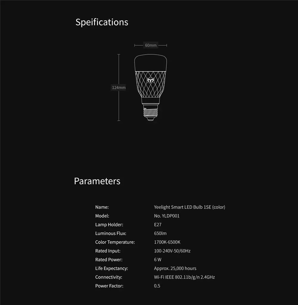 Yeelight 1S/1SE Smart LED Bulb | WiFi & APP Remote Control RGB E27