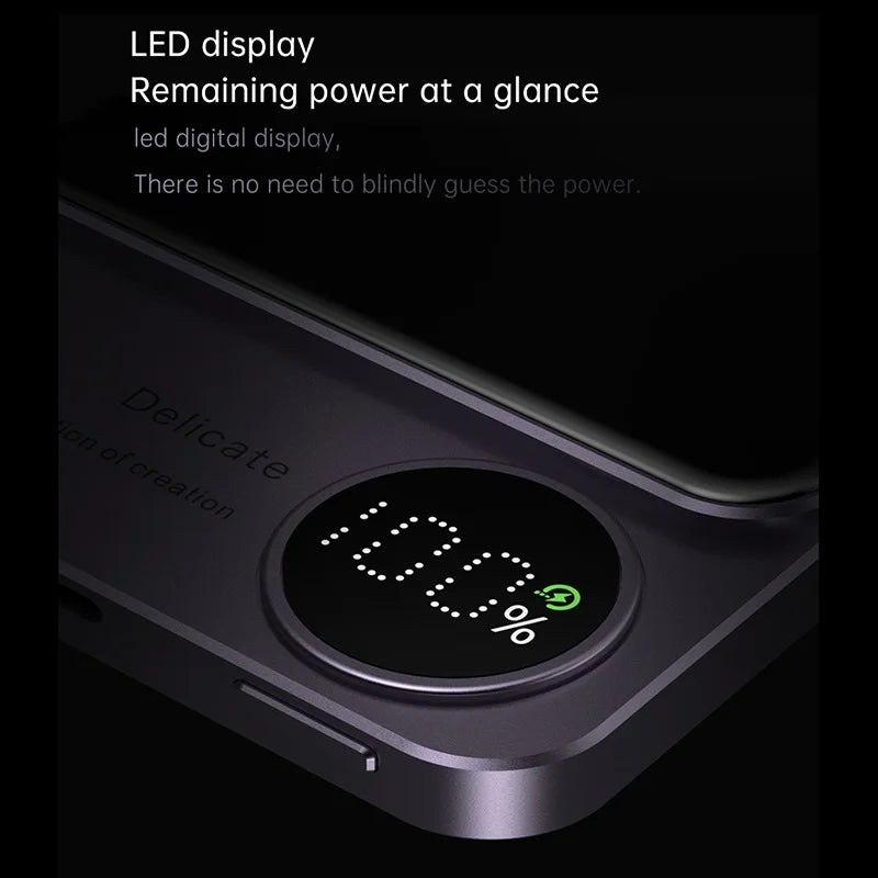 20W MagSafe Wireless Power Bank – 10000mAh Magnetic Fast Charger with LCD Display for iPhone 12–15 Pro Max & More