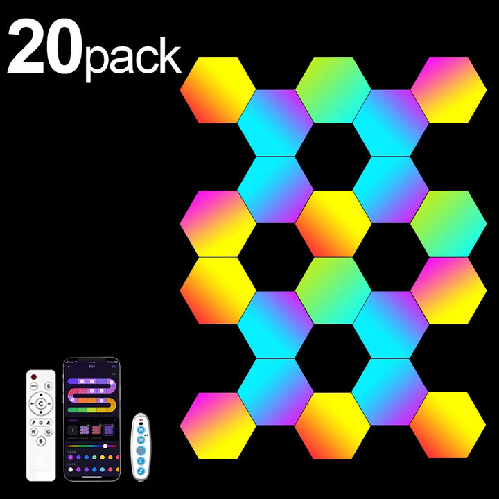 HexaGlow Smart LED Wall Panels – RGB Modular Lights with App & Music Sync (8-Pack)