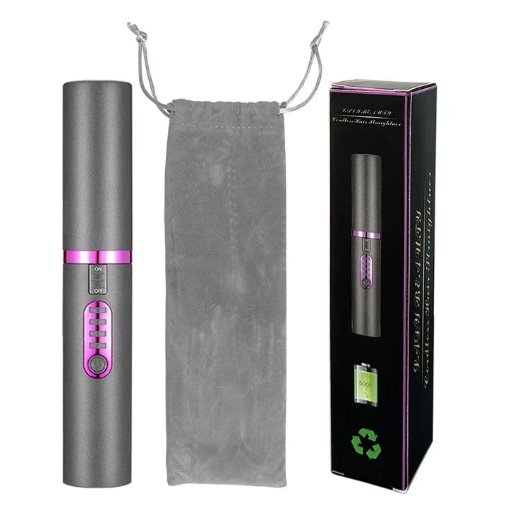 2-in-1 Cordless Hair Straightener & Curler – USB Rechargeable, Travel-Ready, Glam Diamond Edition