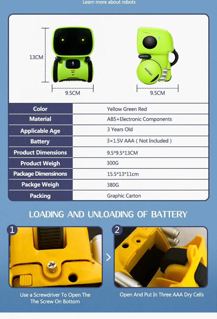 RoboBuddy – Interactive Voice-Controlled Smart Robot Toy for Kids | Dancing, Singing & Educational Fun