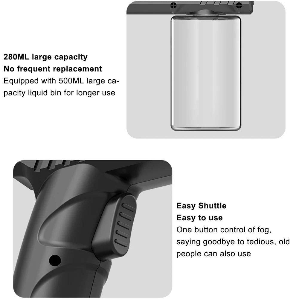 Nano Blue Light Atomizer Gun – Wireless Disinfection & Spray Mister with USB Charging (280ml)