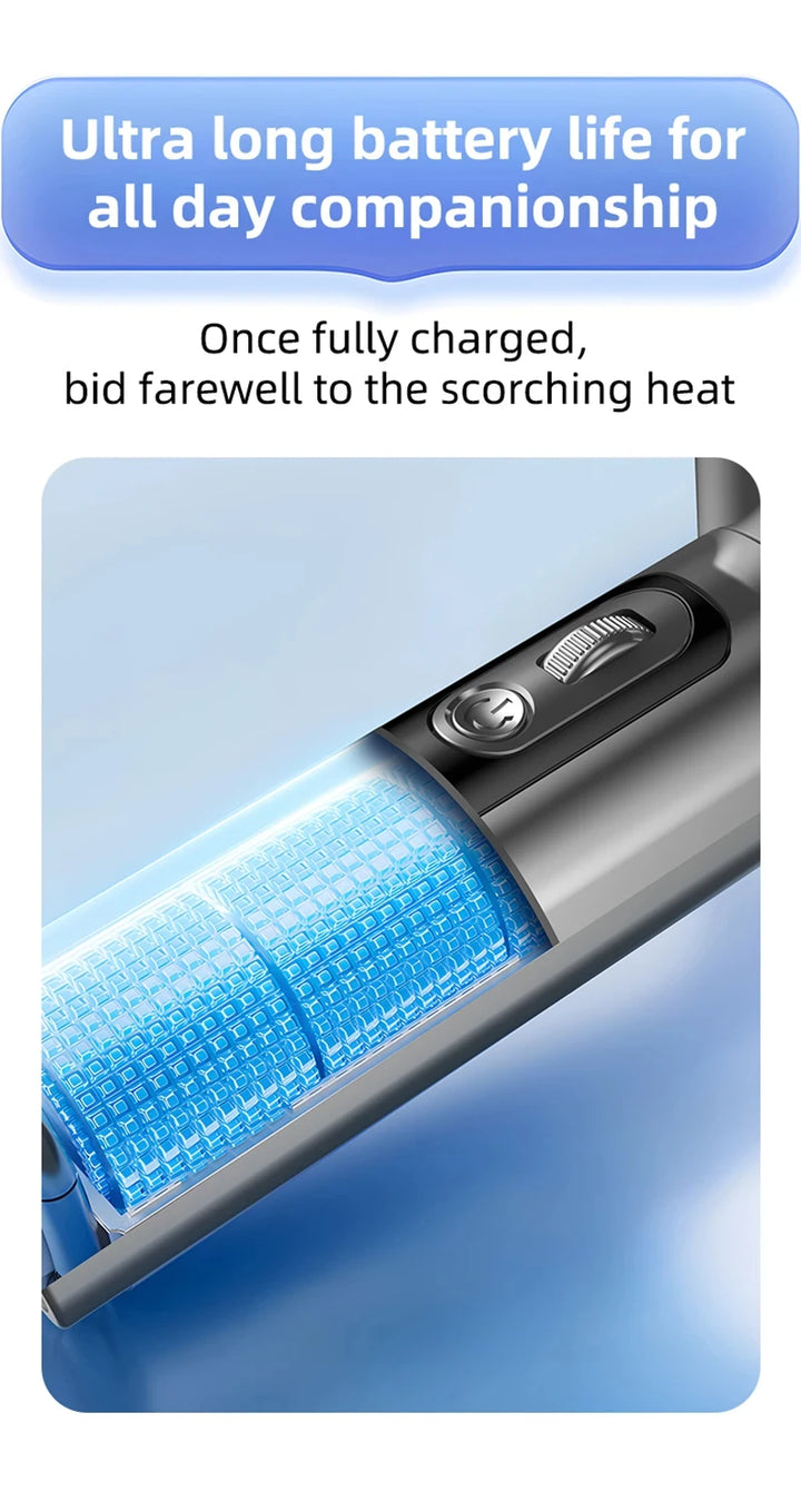 BreezeLite  3000 mAh Handheld Turbo Fan — 100 Speed, LED Display, USB‑Rechargeable