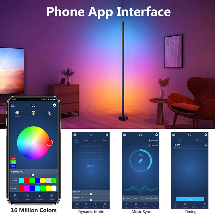 GlowTower RGB Floor Lamp – Smart App & Music Sync Standing Light (2-Pack Option)