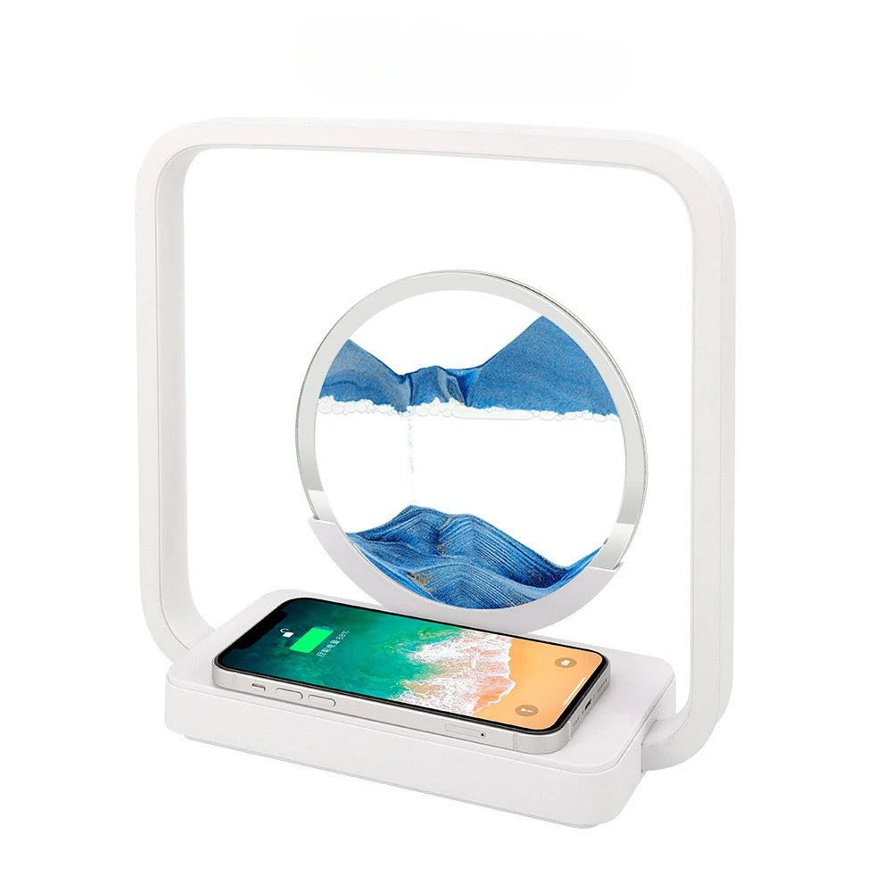 ZenGlow™ LED Sand Lamp – 15W Wireless Charging & 3D Flowing Hourglass Light
