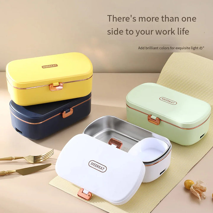 HeatBox USB Electric Lunch Box — 900 ml Water‑Free Food Warmer & Stainless Bento
