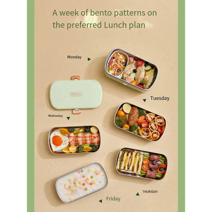 HeatBox USB Electric Lunch Box — 900 ml Water‑Free Food Warmer & Stainless Bento