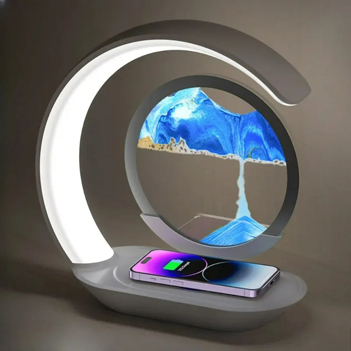 ZenGlow™ LED Sand Lamp – 15W Wireless Charging & 3D Flowing Hourglass Light