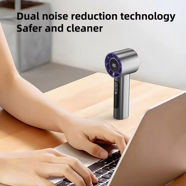 BreezeLite  3000 mAh Handheld Turbo Fan — 100 Speed, LED Display, USB‑Rechargeable