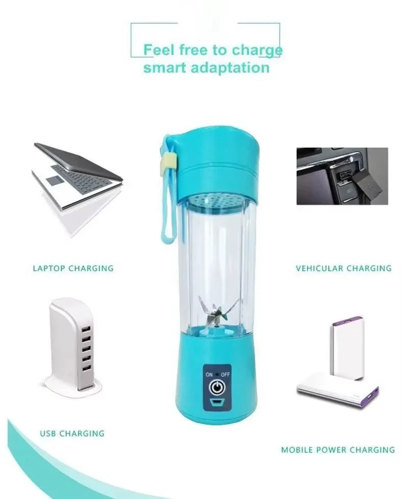 QuickBlend 380 ml USB Juicer Bottle — 6‑Blade Mini Smoothie Maker