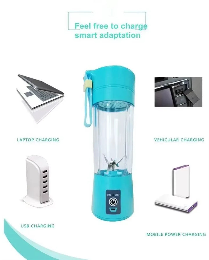 QuickBlend 380 ml USB Juicer Bottle — 6‑Blade Mini Smoothie Maker
