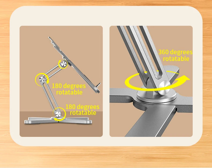 YASOKO 360° Foldable Telescopic Laptop Stand | Ergonomic Aluminum Alloy Notebook Holder