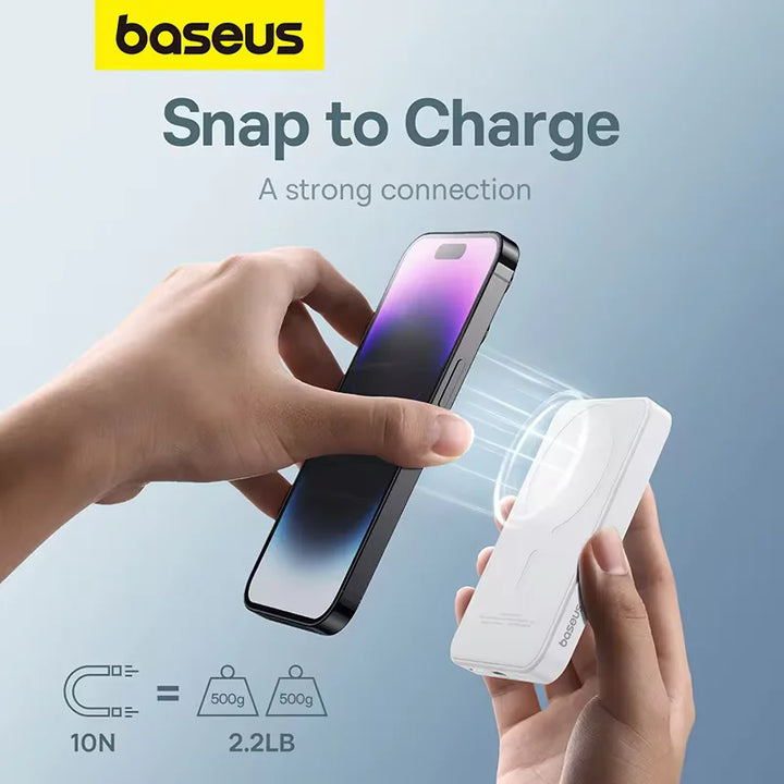 Magnetic Wireless Power Bank 5000mAh – Baseus 20W Fast Charger with USB-C & MagSafe Support