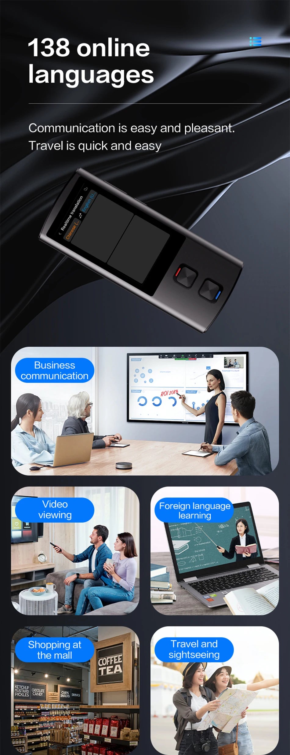 LingoPro™ T17 – AI Offline Voice & Photo Translator (138 Languages)