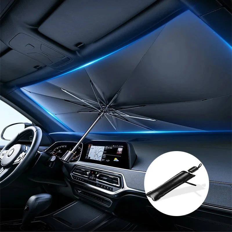 Car Windshield Sunshade Umbrella – UV-Resistant, Foldable Silver Reflective Umbrella for Cars & SUVs