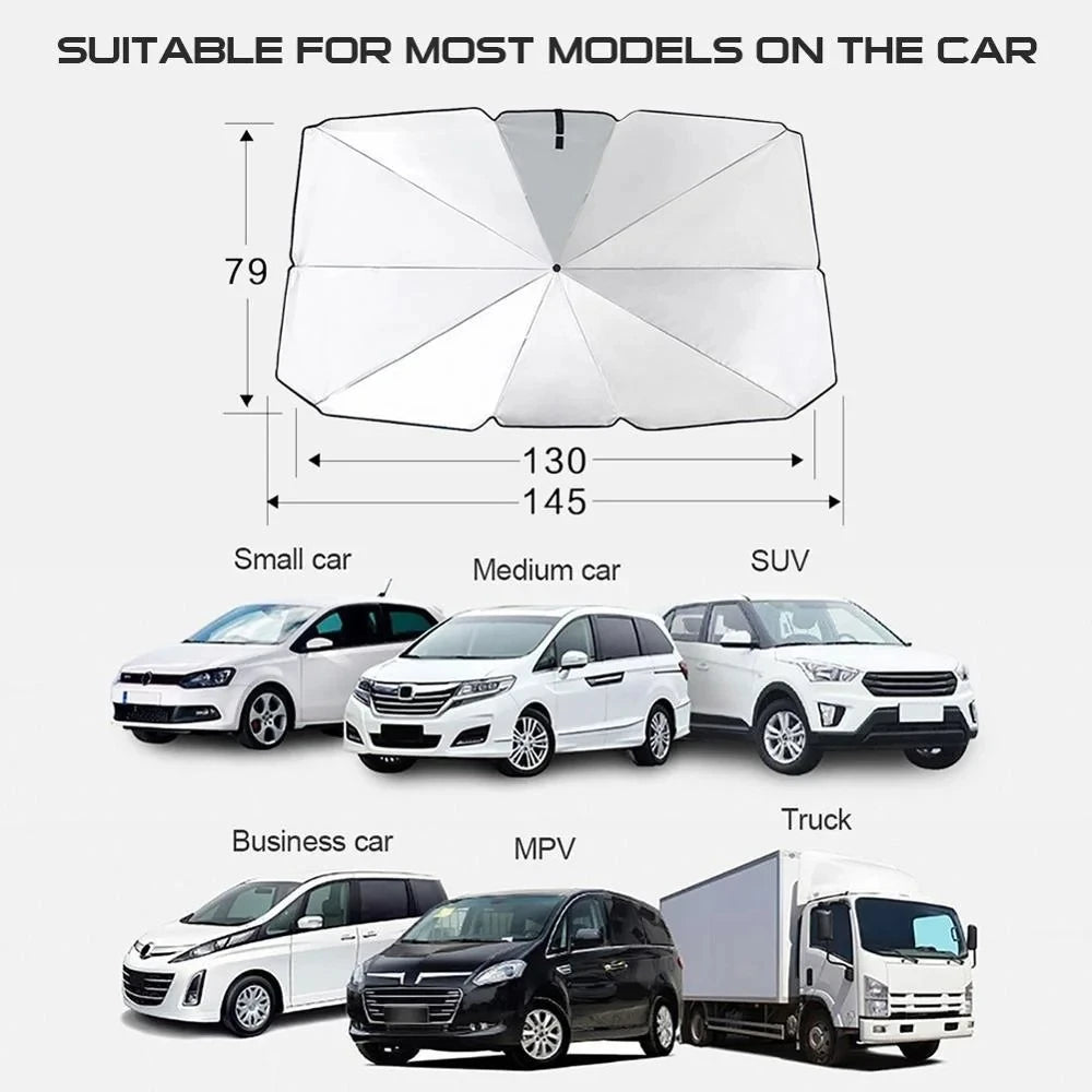 Car Windshield Sunshade Umbrella – UV-Resistant, Foldable Silver Reflective Umbrella for Cars & SUVs