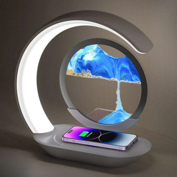 ZenGlow™ LED Sand Lamp – 15W Wireless Charging & 3D Flowing Hourglass Light