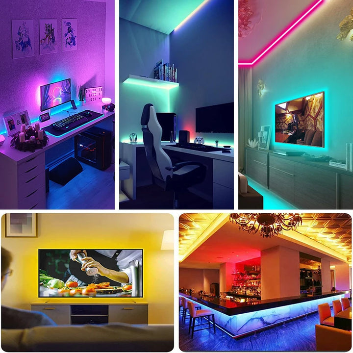 AuroraGlow™ – RGB LED Strip Lights 10m/20m | Vibrant Room & Party Ambience with 44-Key Remote