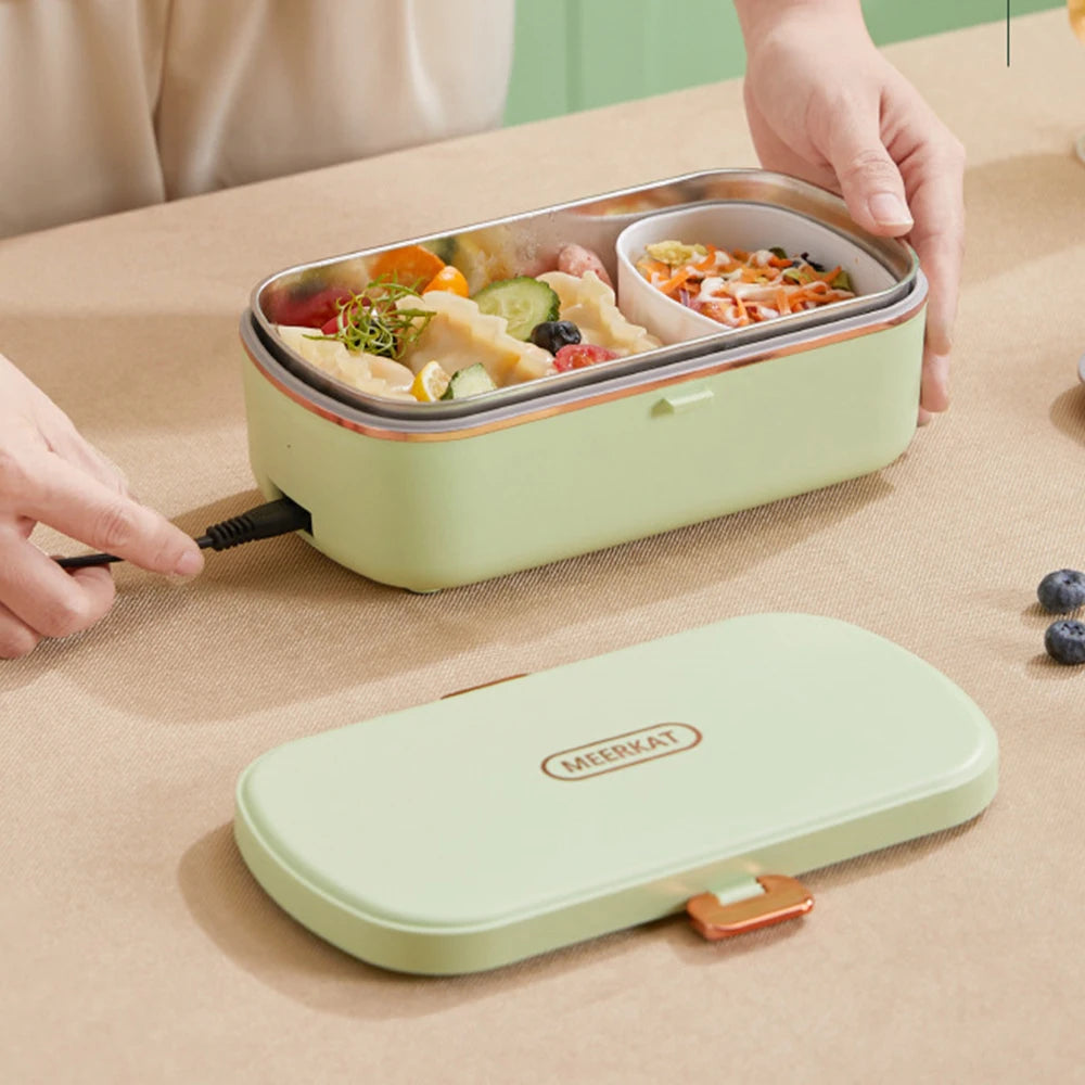 HeatBox USB Electric Lunch Box — 900 ml Water‑Free Food Warmer & Stainless Bento