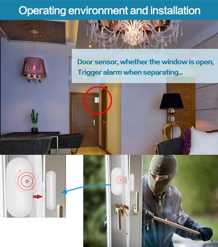 HIVA Wireless Door & Window Security Sensor | Magnetic Alarm Kit